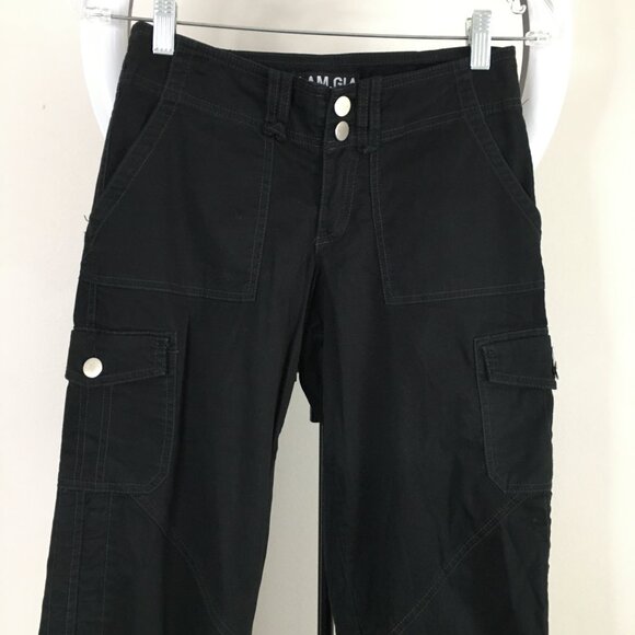 I AM GIA Black Ruching Adj Drawstring Hem Cargo Pockets Pant Jeans - Picture 5 of 12